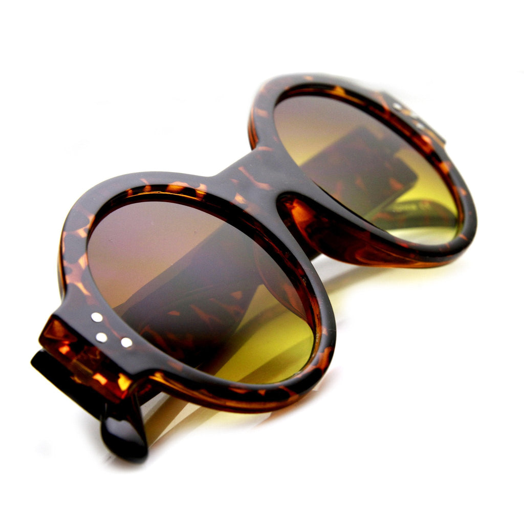 Women's Retro Euro Bold Thick Round Frame Sunglasses 9491