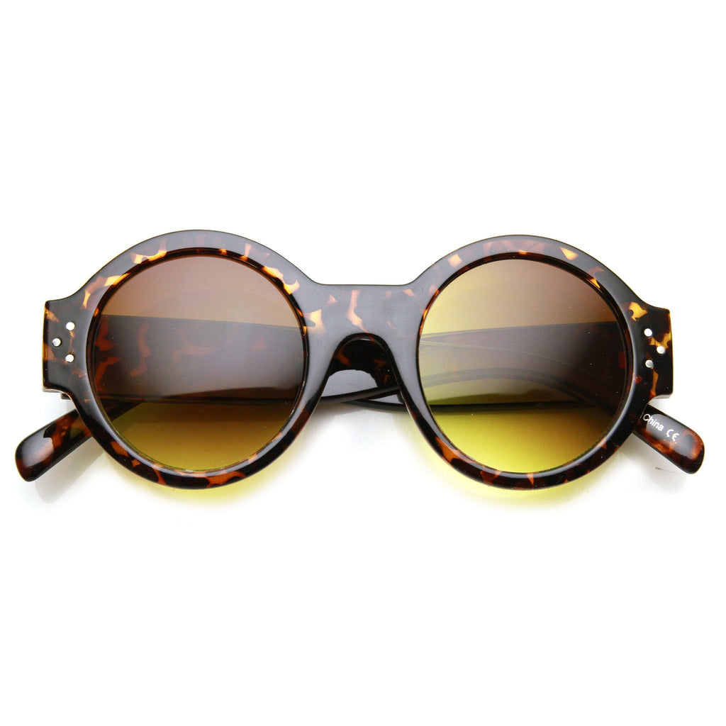 Women's Retro Euro Bold Thick Round Frame Sunglasses 9491