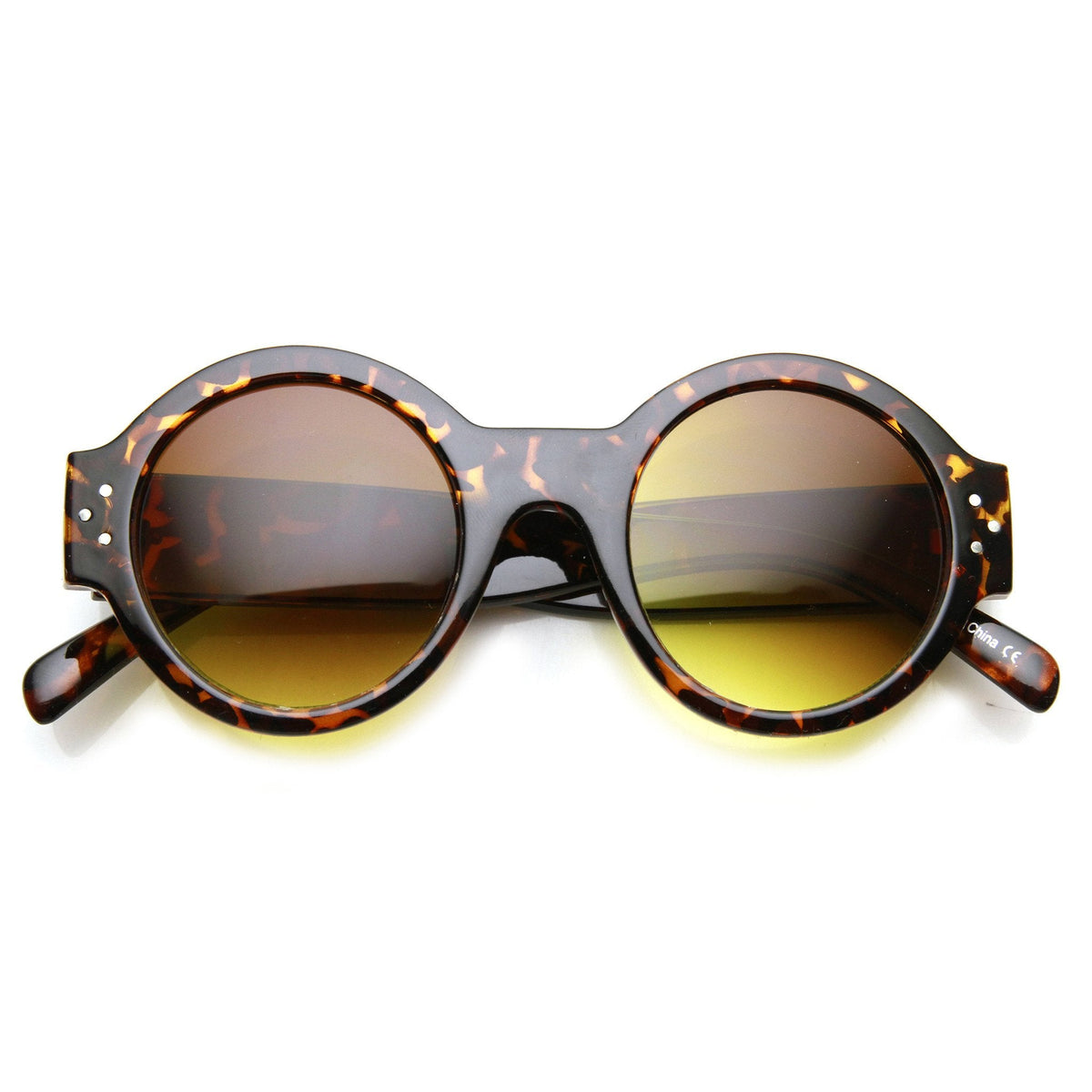 Women's Retro Euro Bold Thick Round Frame Sunglasses 9491