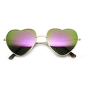 Women's Thin Metal Heart Shape Frame Mirrored Lens Sunglasses 9564