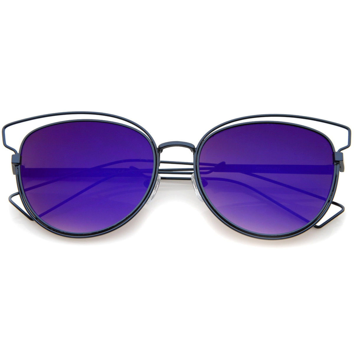 Women's Metal Laser Cut Mirrored Flat Lens Sunglasses A319
