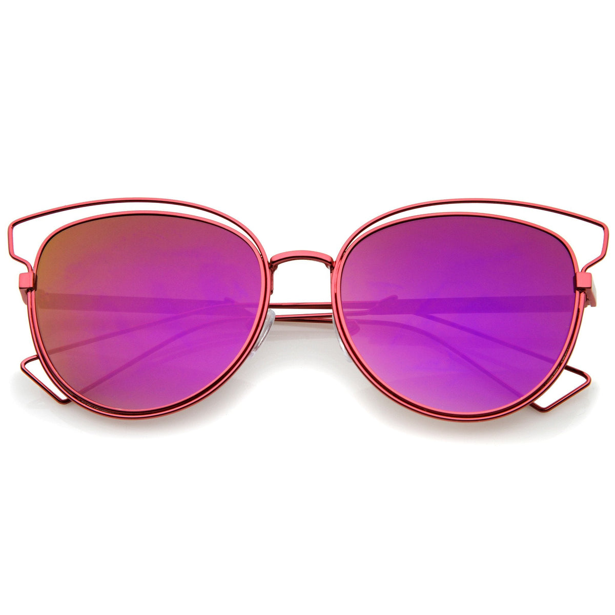 Women's Metal Laser Cut Mirrored Flat Lens Sunglasses A319