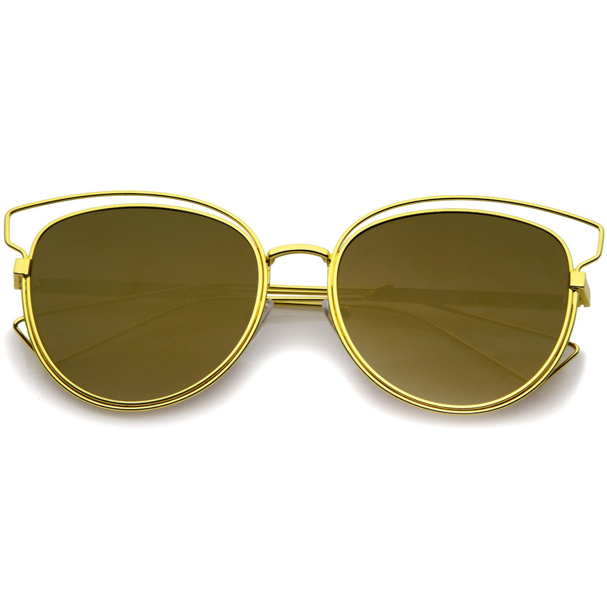 Women's Metal Laser Cut Mirrored Flat Lens Sunglasses A319