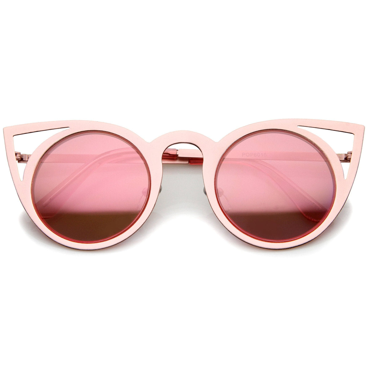 Women's Laser Cut Mirrored Lens Cat Eye Sunglasses A410