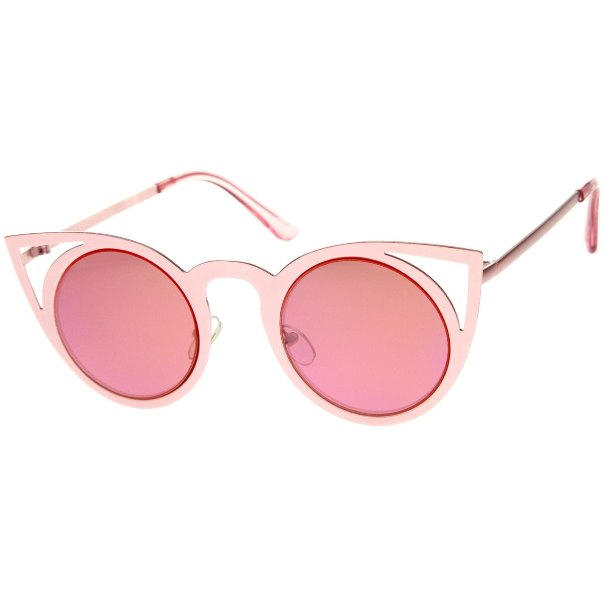 Women's Laser Cut Mirrored Lens Cat Eye Sunglasses A410
