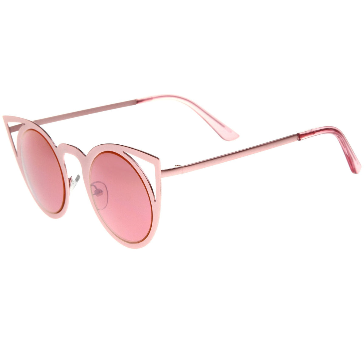 Women's Laser Cut Mirrored Lens Cat Eye Sunglasses A410