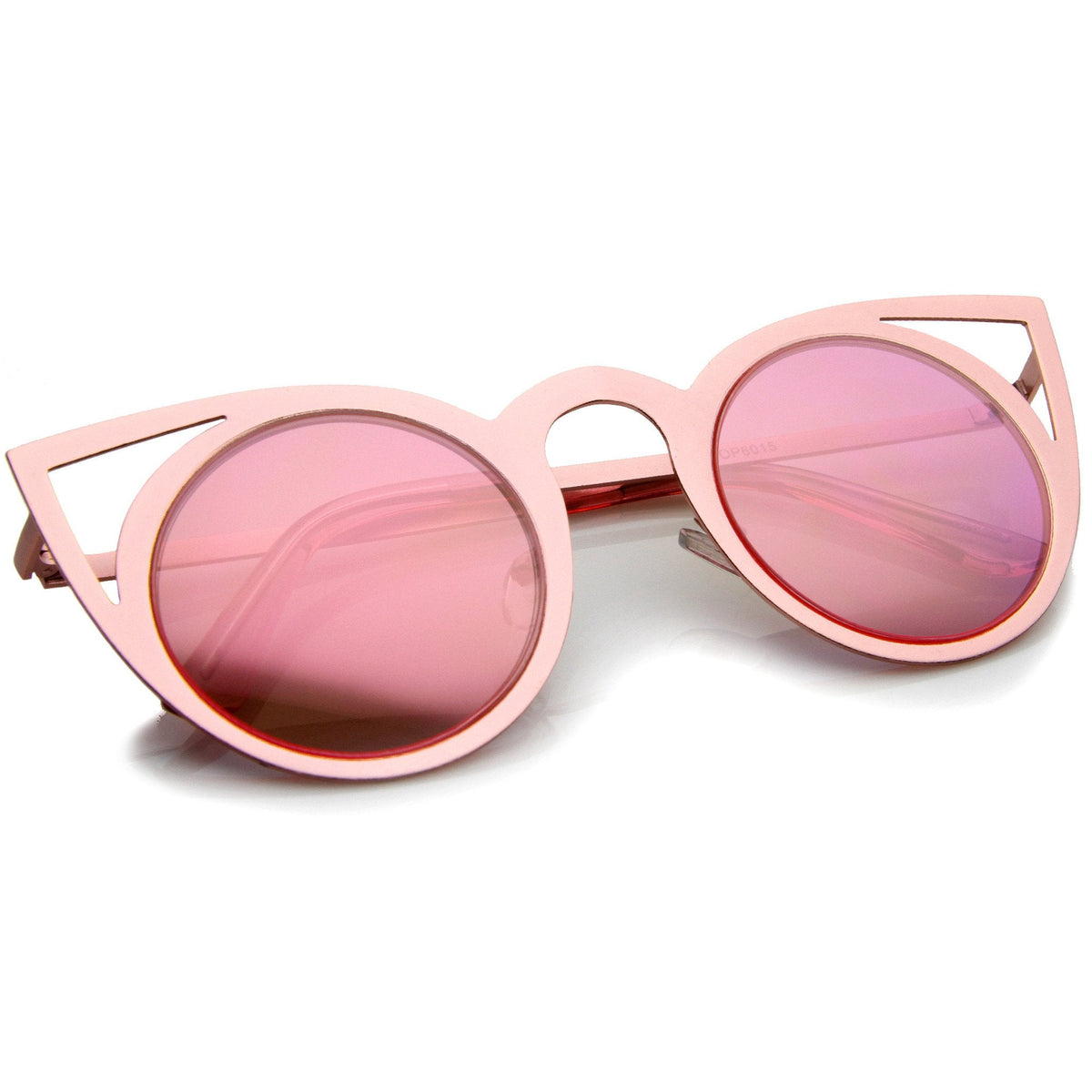 Women's Laser Cut Mirrored Lens Cat Eye Sunglasses A410