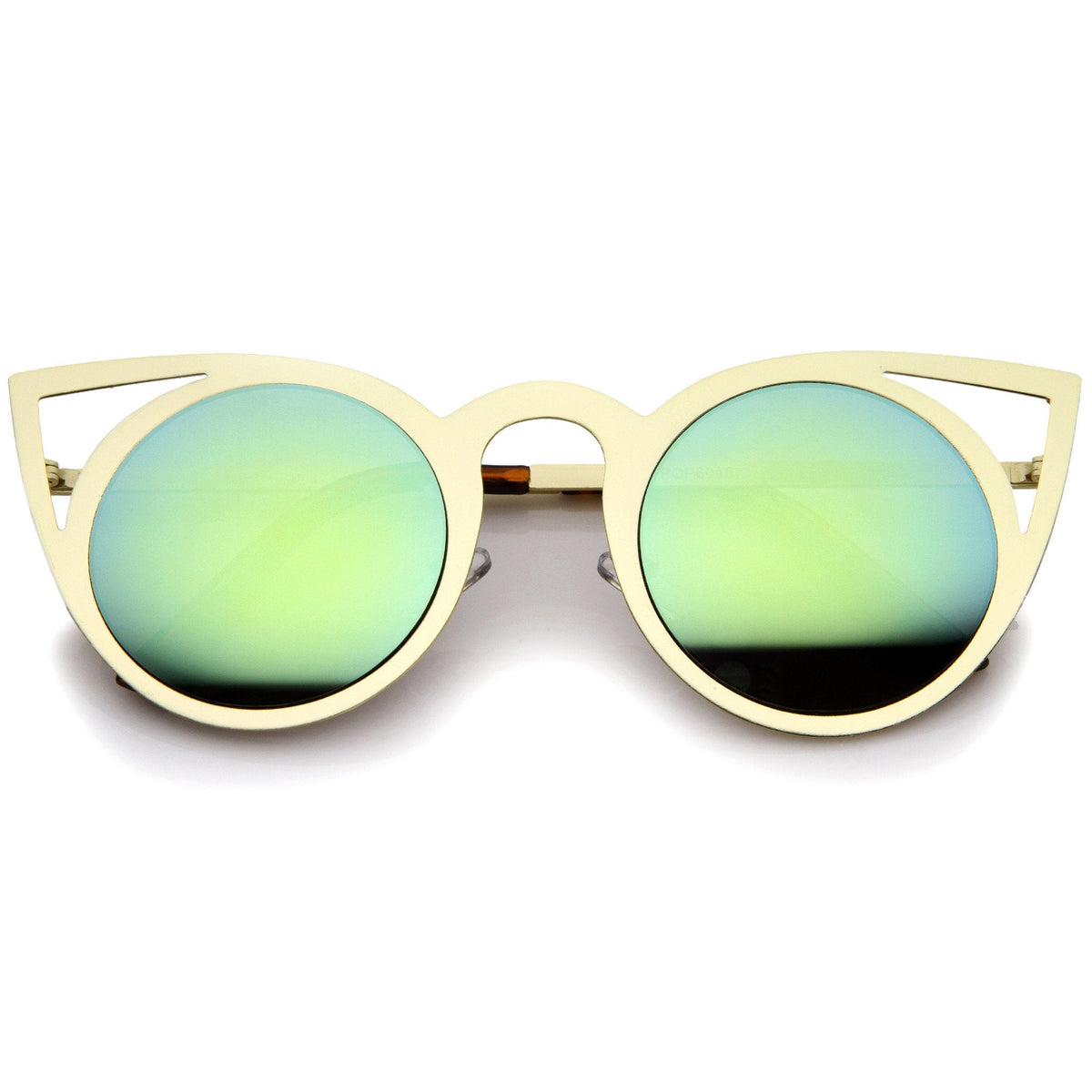 Women's Laser Cut Mirrored Lens Cat Eye Sunglasses A410
