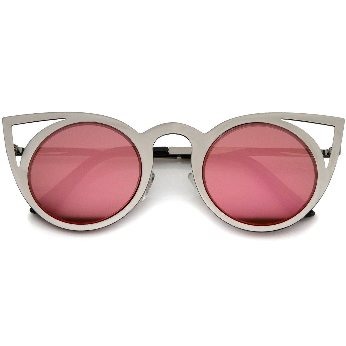 Women's Laser Cut Mirrored Lens Cat Eye Sunglasses A410