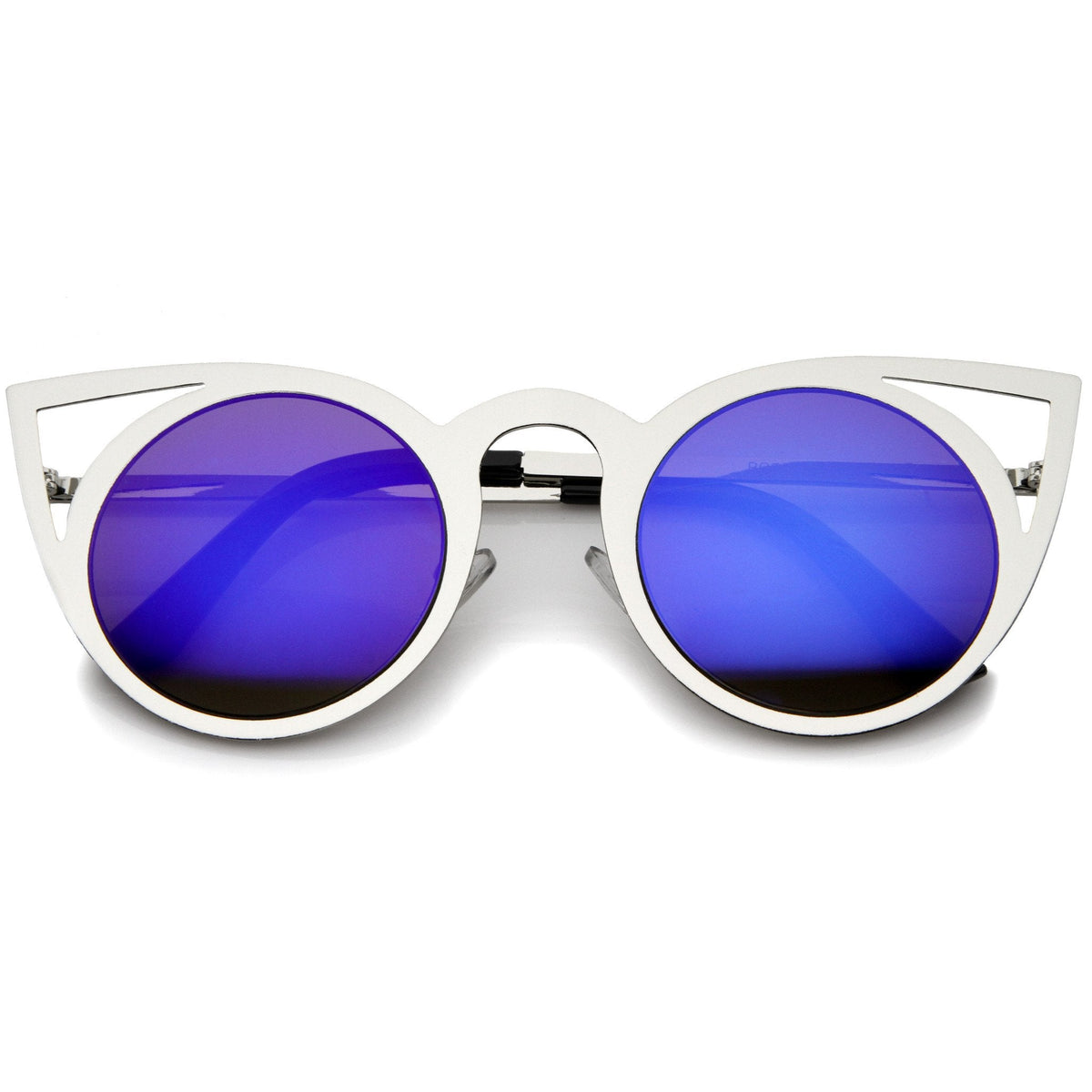 Women's Laser Cut Mirrored Lens Cat Eye Sunglasses A410