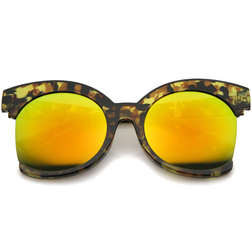 Women's Oversize Side Cut Mirrored Cat Eye Sunglasses A382