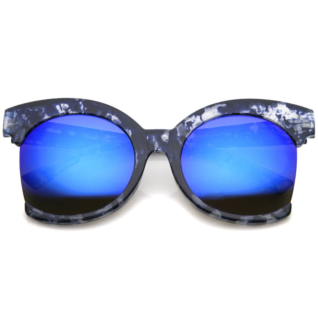 Women's Oversize Side Cut Mirrored Cat Eye Sunglasses A382
