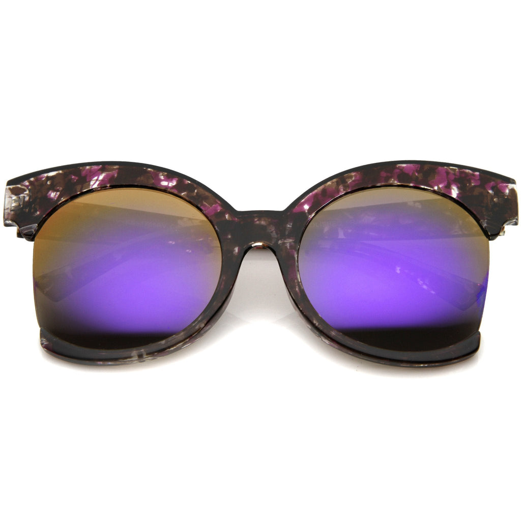 Women's Oversize Side Cut Mirrored Cat Eye Sunglasses A382