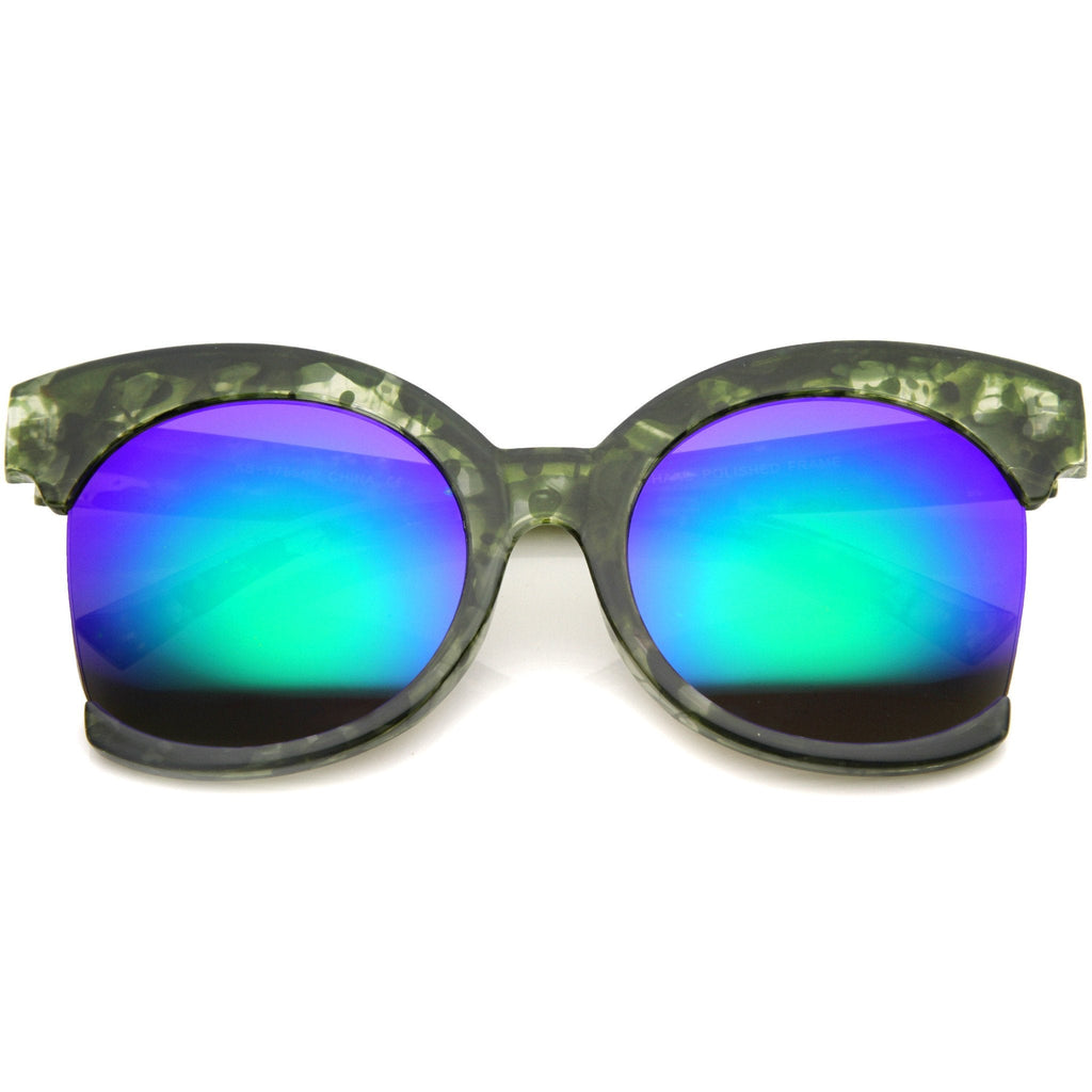 Women's Oversize Side Cut Mirrored Cat Eye Sunglasses A382