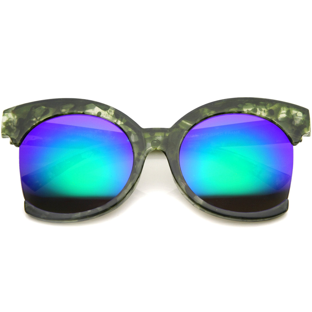 Women's Oversize Side Cut Mirrored Cat Eye Sunglasses A382