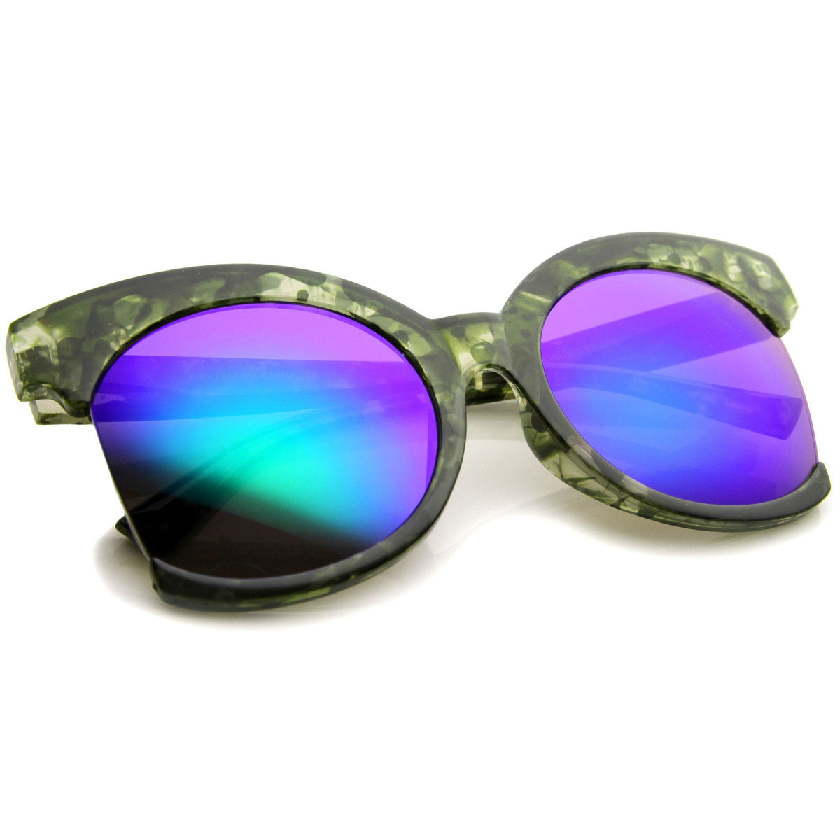 Women's Oversize Side Cut Mirrored Cat Eye Sunglasses A382