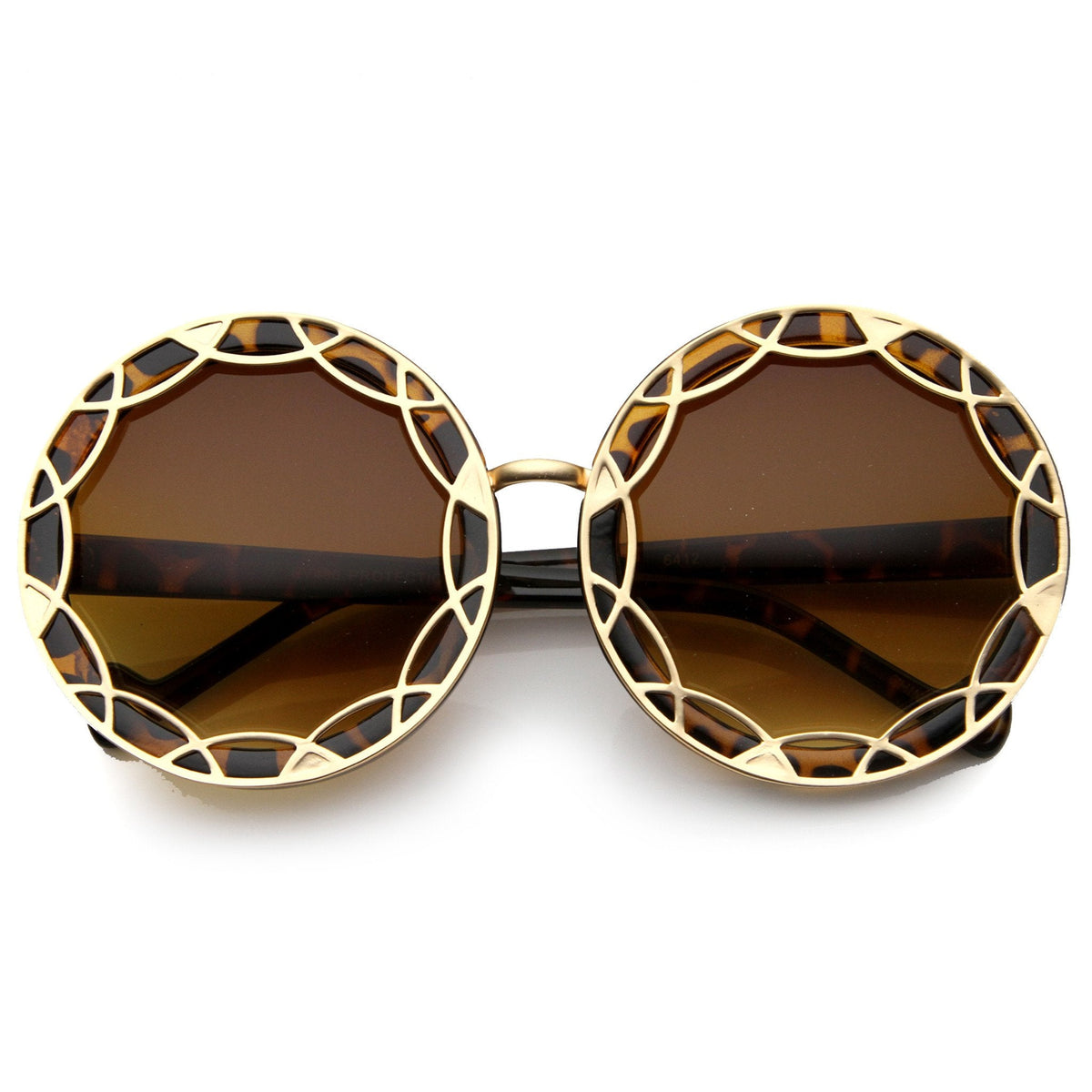 Women's Oversize Round Flat Pattern Sunglasses