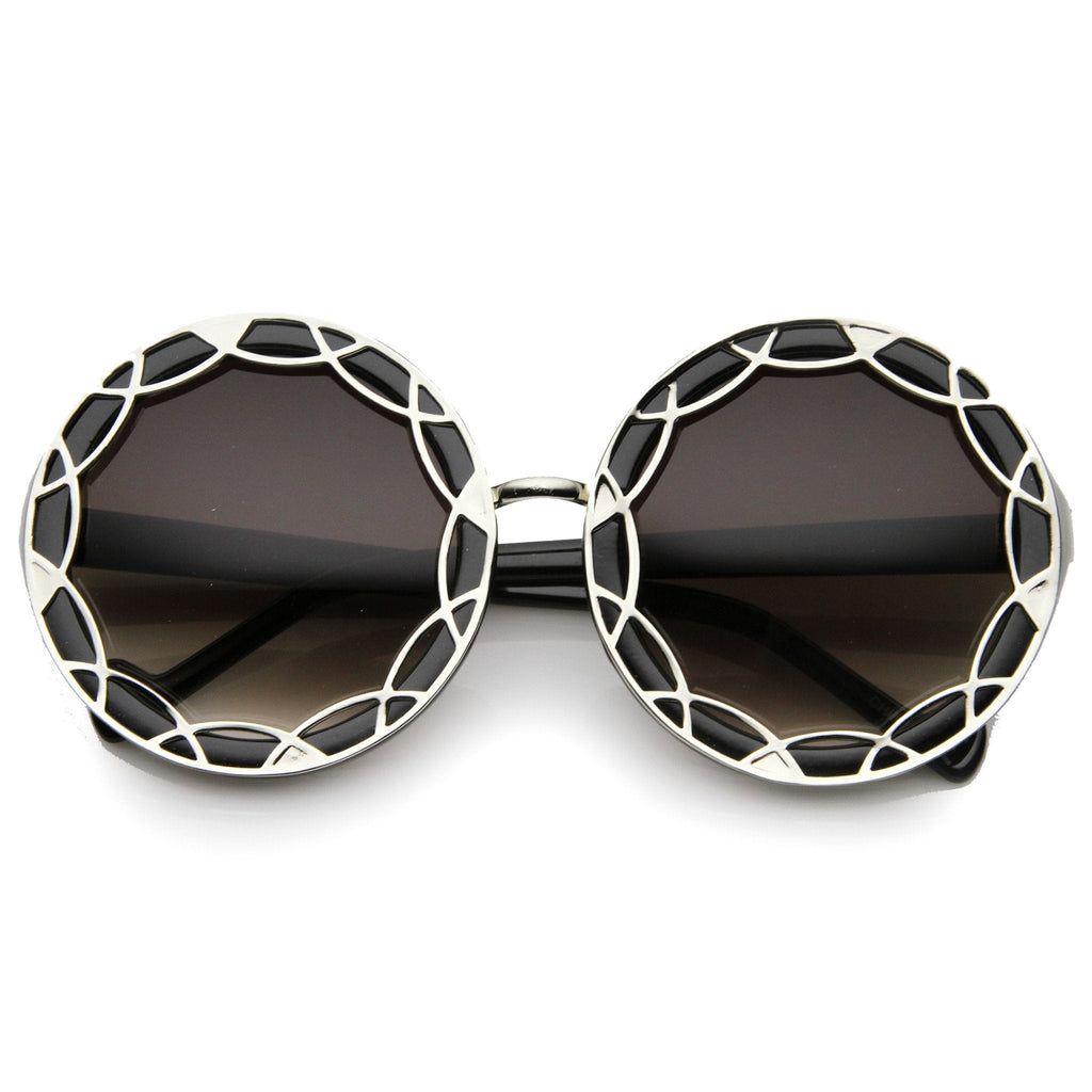 Women's Oversize Round Flat Pattern Sunglasses