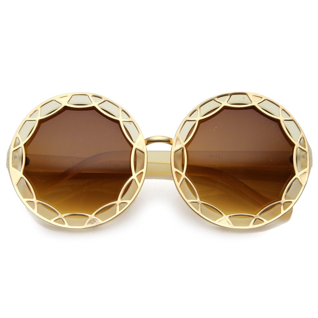 Women's Oversize Round Flat Pattern Sunglasses