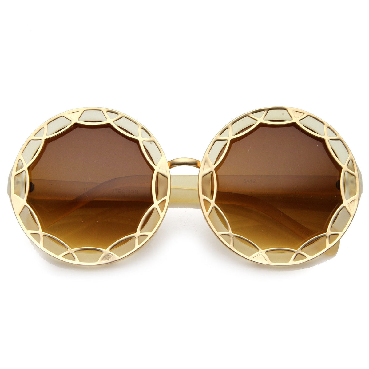 Women's Oversize Round Flat Pattern Sunglasses
