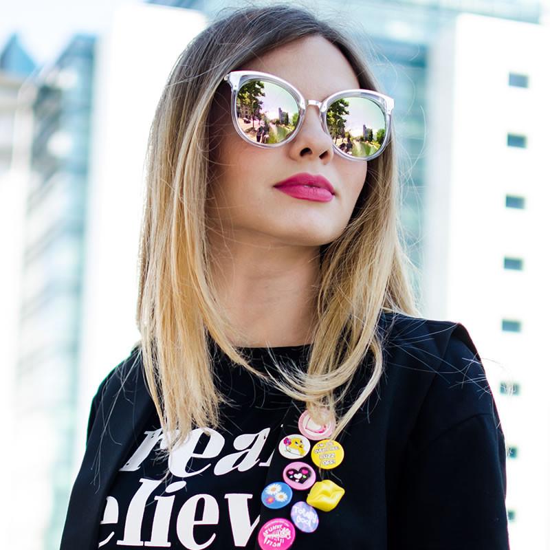 Oversize Women's Translucent Color Mirror Lens Sunglasses A247