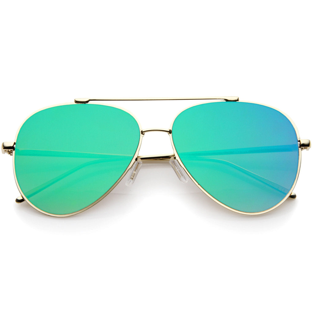 Modern Rimless Mirrored Flat Lens Aviator Sunglasses A230