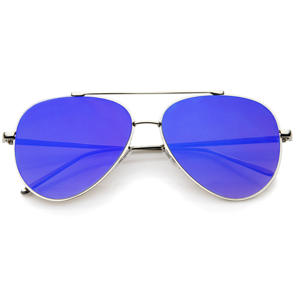 Modern Rimless Mirrored Flat Lens Aviator Sunglasses A230