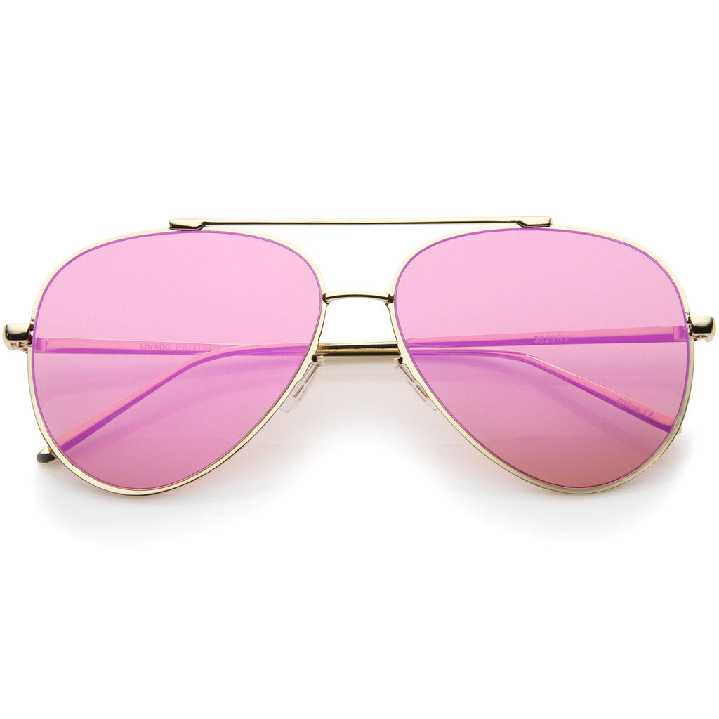 Modern Rimless Mirrored Flat Lens Aviator Sunglasses A230