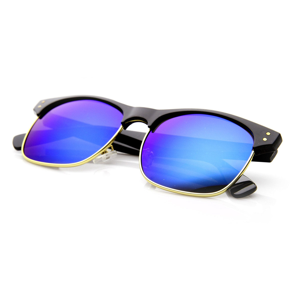 Retro Half Frame Horned Rim Flash Revo Lens Sunglasses 9313