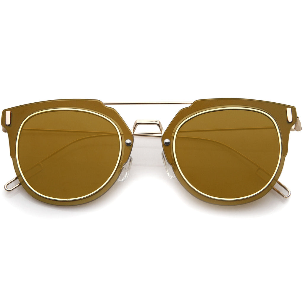 Ultra Slim Wire Frame Pantos Flat Lens Sunglasses A391