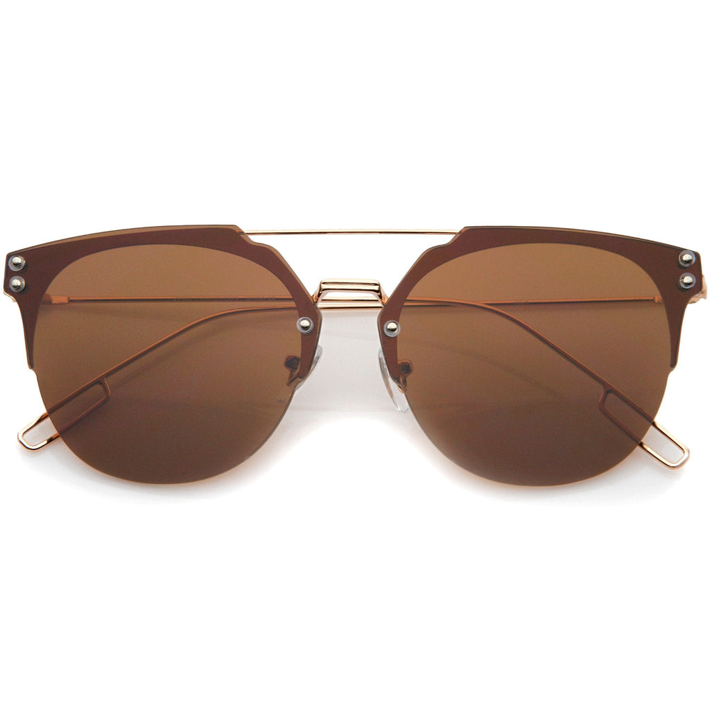 Modern Ultra Slim Rimless Pantos Flat Lens Sunglasses A393