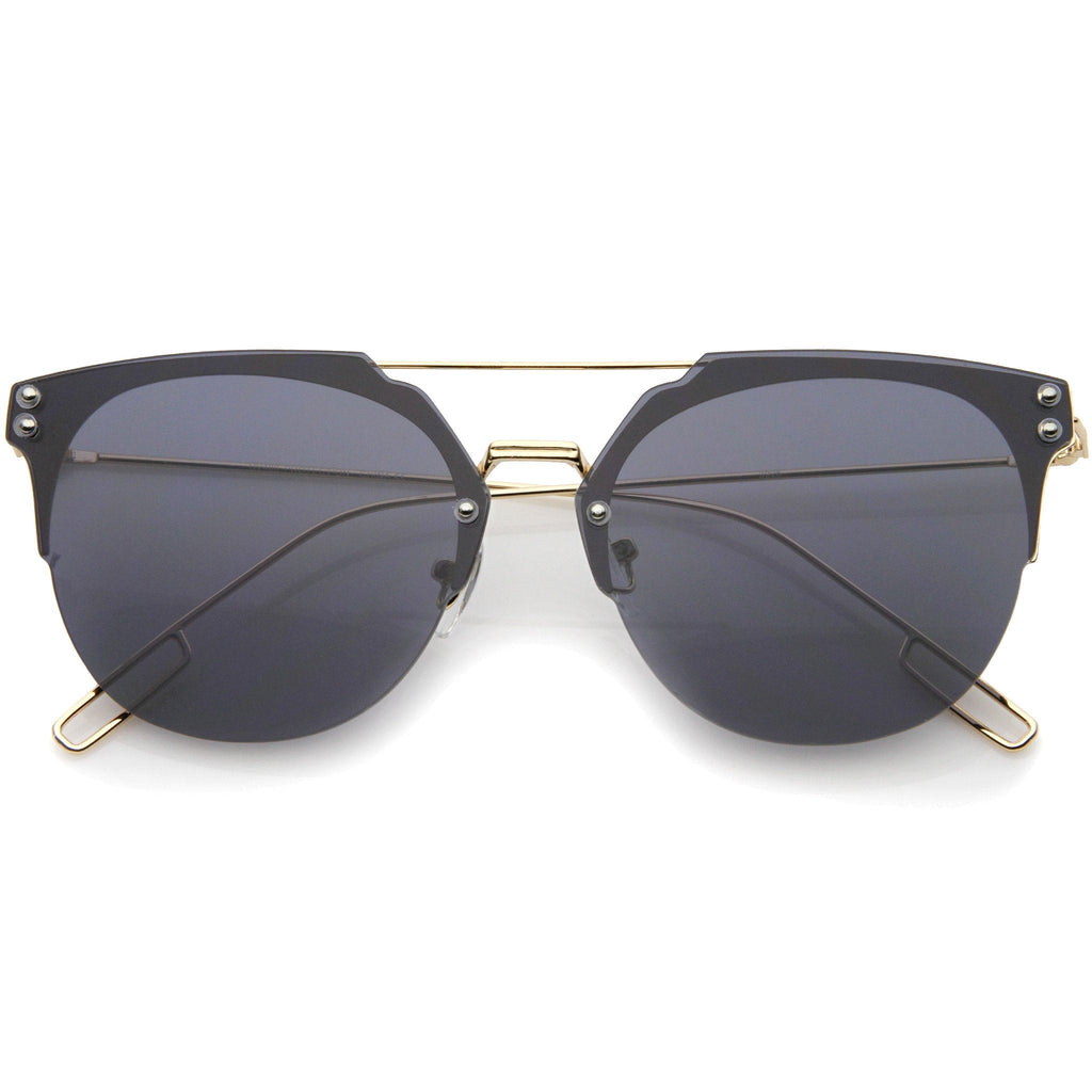 Modern Ultra Slim Rimless Pantos Flat Lens Sunglasses A393