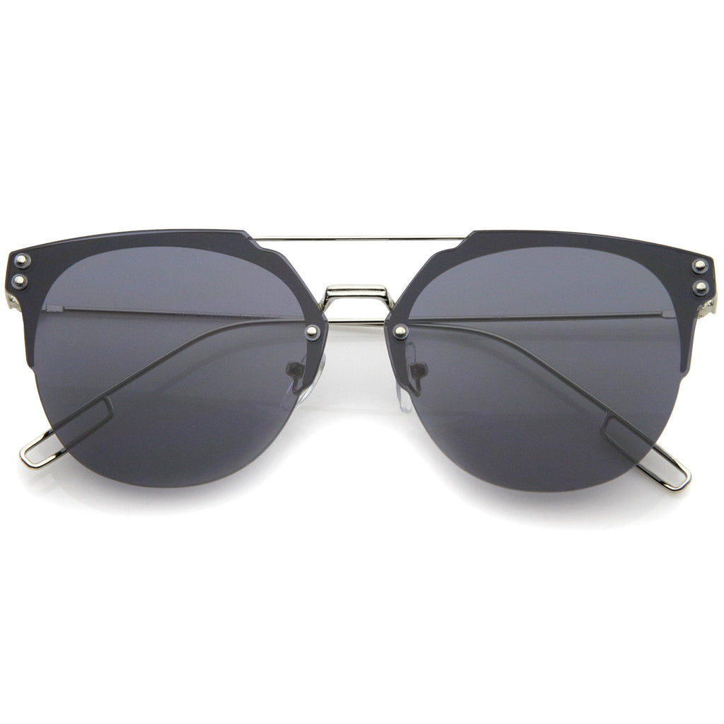 Modern Ultra Slim Rimless Pantos Flat Lens Sunglasses A393