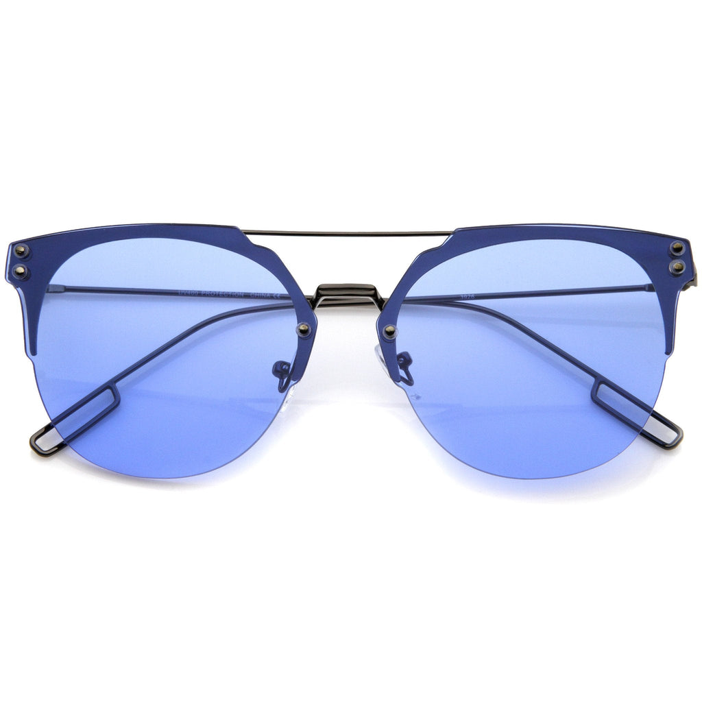 Modern Ultra Slim Rimless Pantos Flat Lens Sunglasses A393
