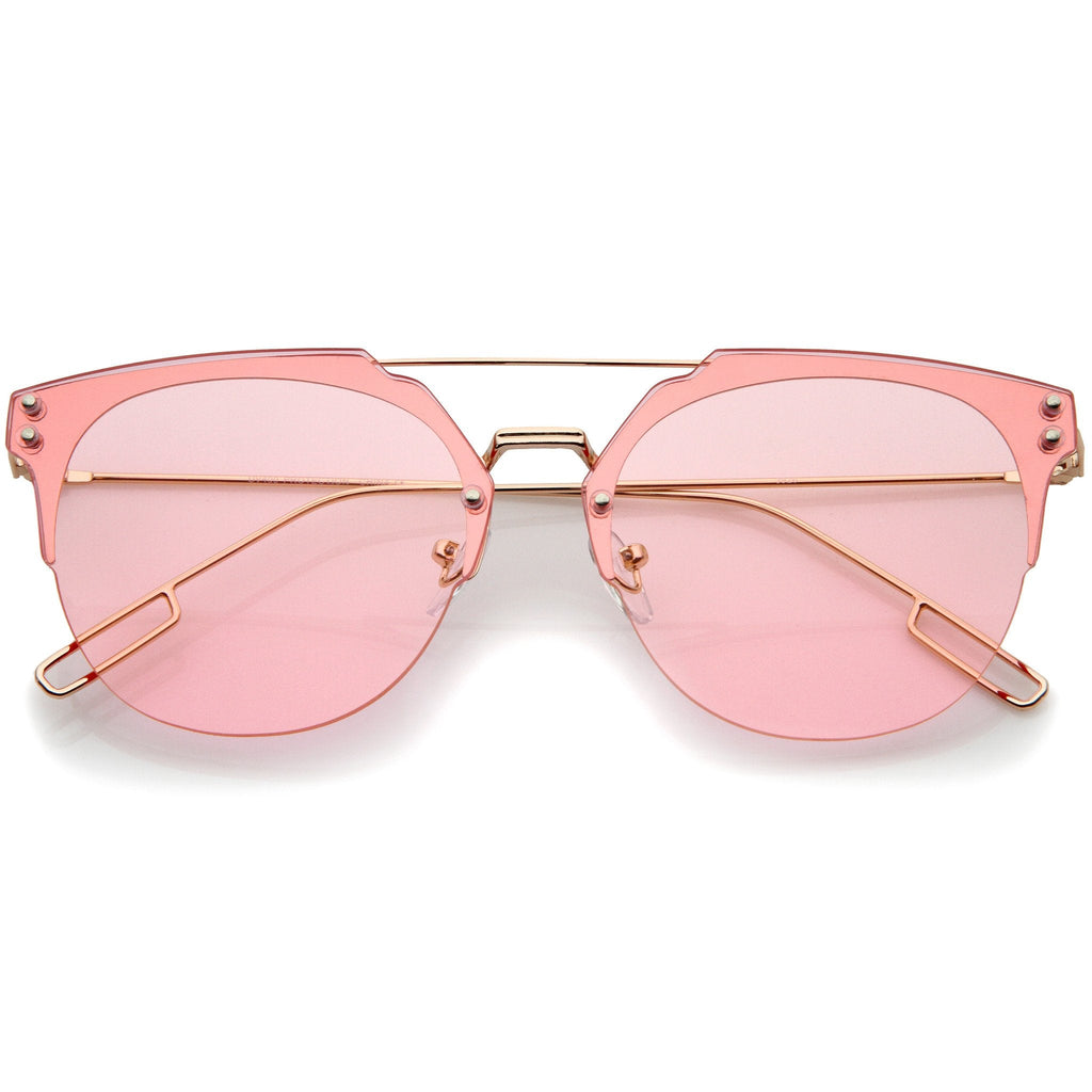 Modern Ultra Slim Rimless Pantos Flat Lens Sunglasses A393