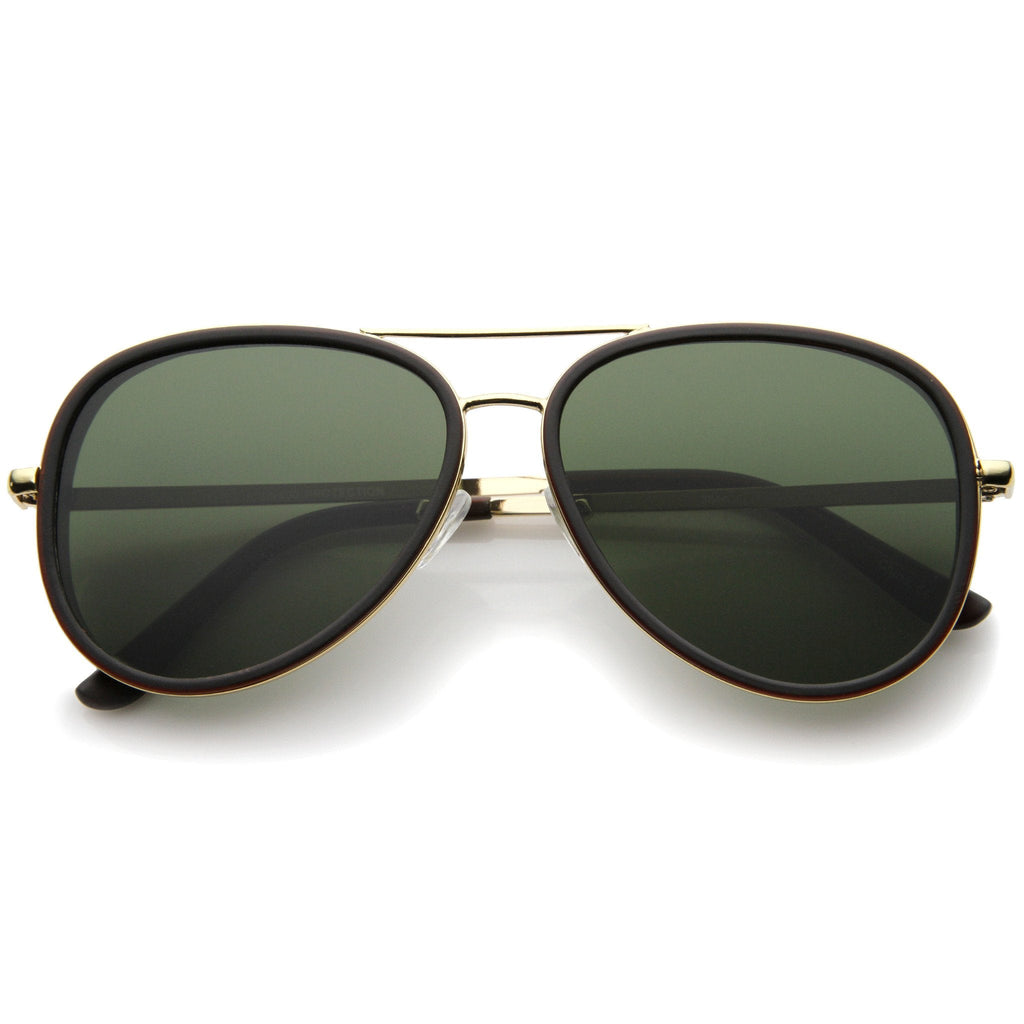 European Retro Two Tone Flat Lens Aviator Sunglasses A234