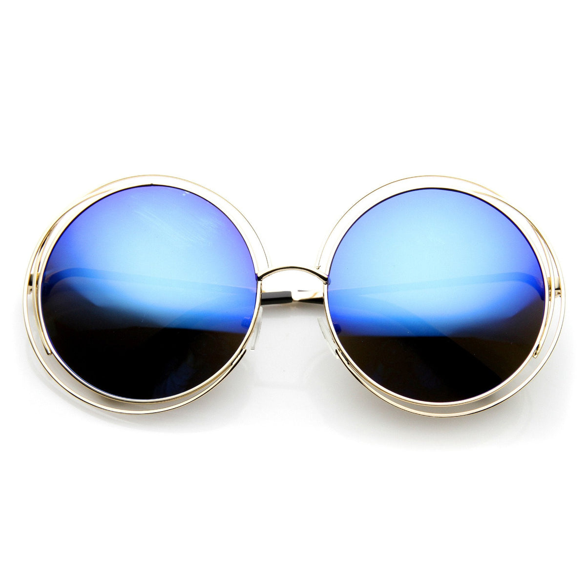Indie Retro Dual Metal Round Mirrored Lens Sunglasses 9621