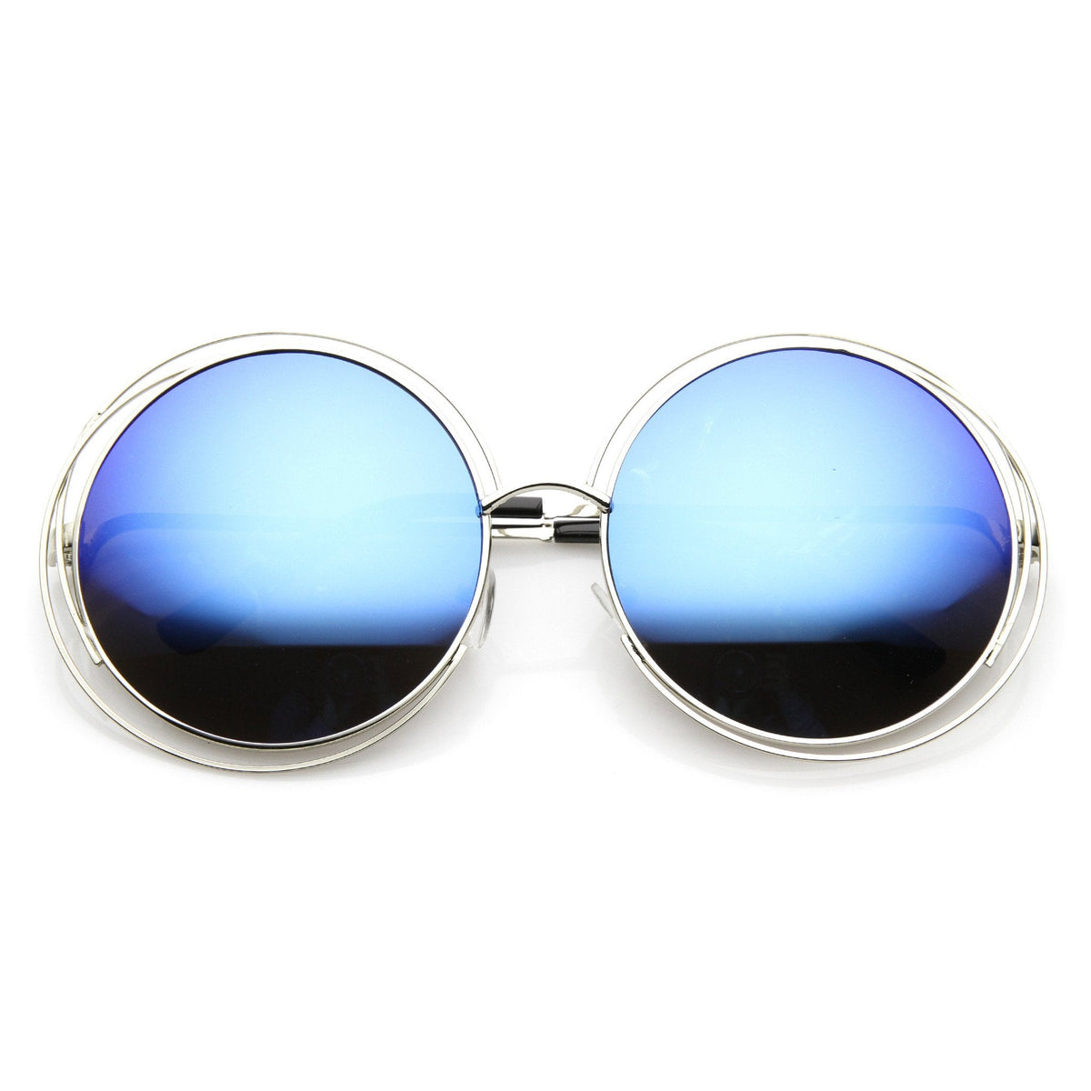 Indie Retro Dual Metal Round Mirrored Lens Sunglasses 9621
