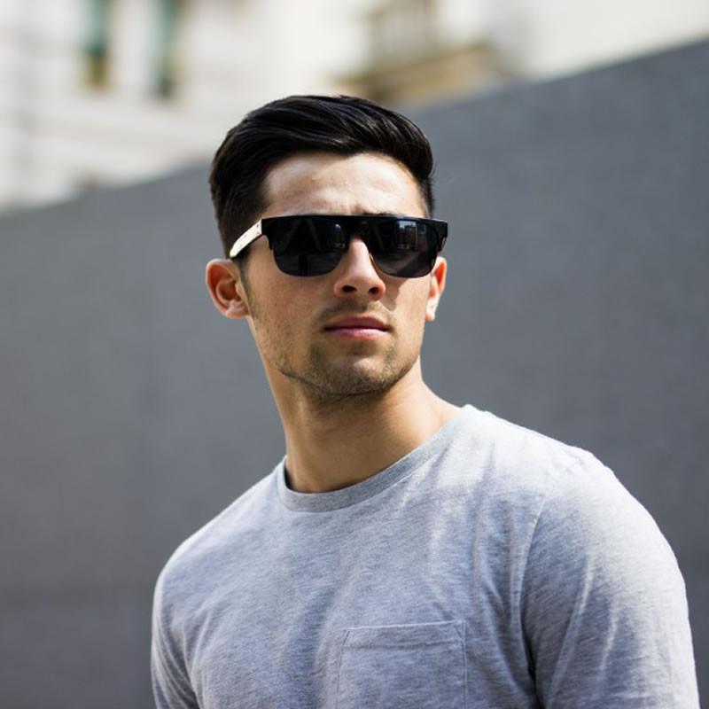 Retro Modern Super Flat Top Horned Rim Sunglasses 8694