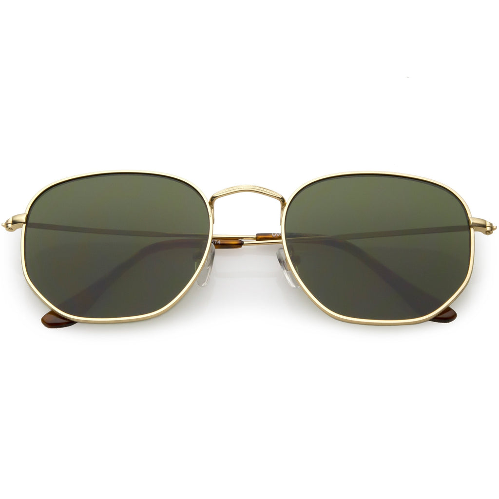 Vintage Inspired Indie Dapper Flat Hexagon Lens Sunglasses C517