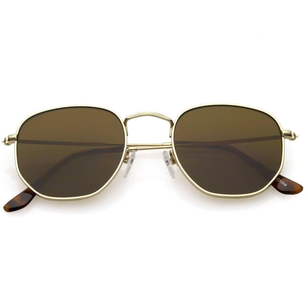 Vintage Inspired Indie Dapper Flat Hexagon Lens Sunglasses C517