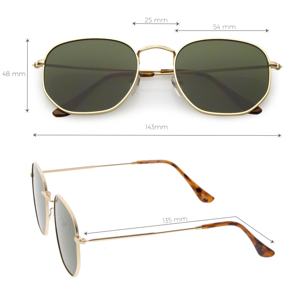 Vintage Inspired Indie Dapper Flat Hexagon Lens Sunglasses C517