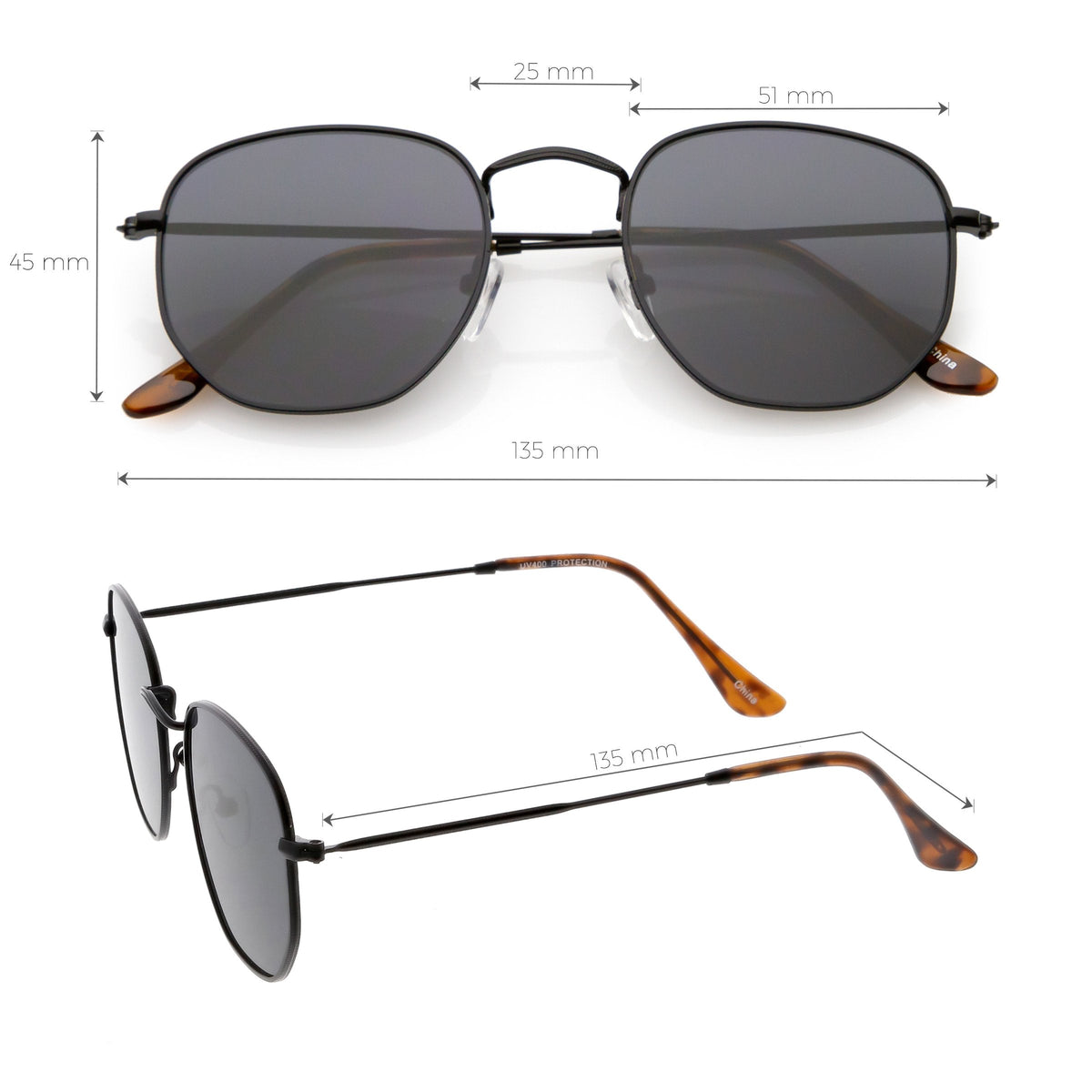 Retro Dapper Indie Modern Flat Geometric Lens Sunglasses C518