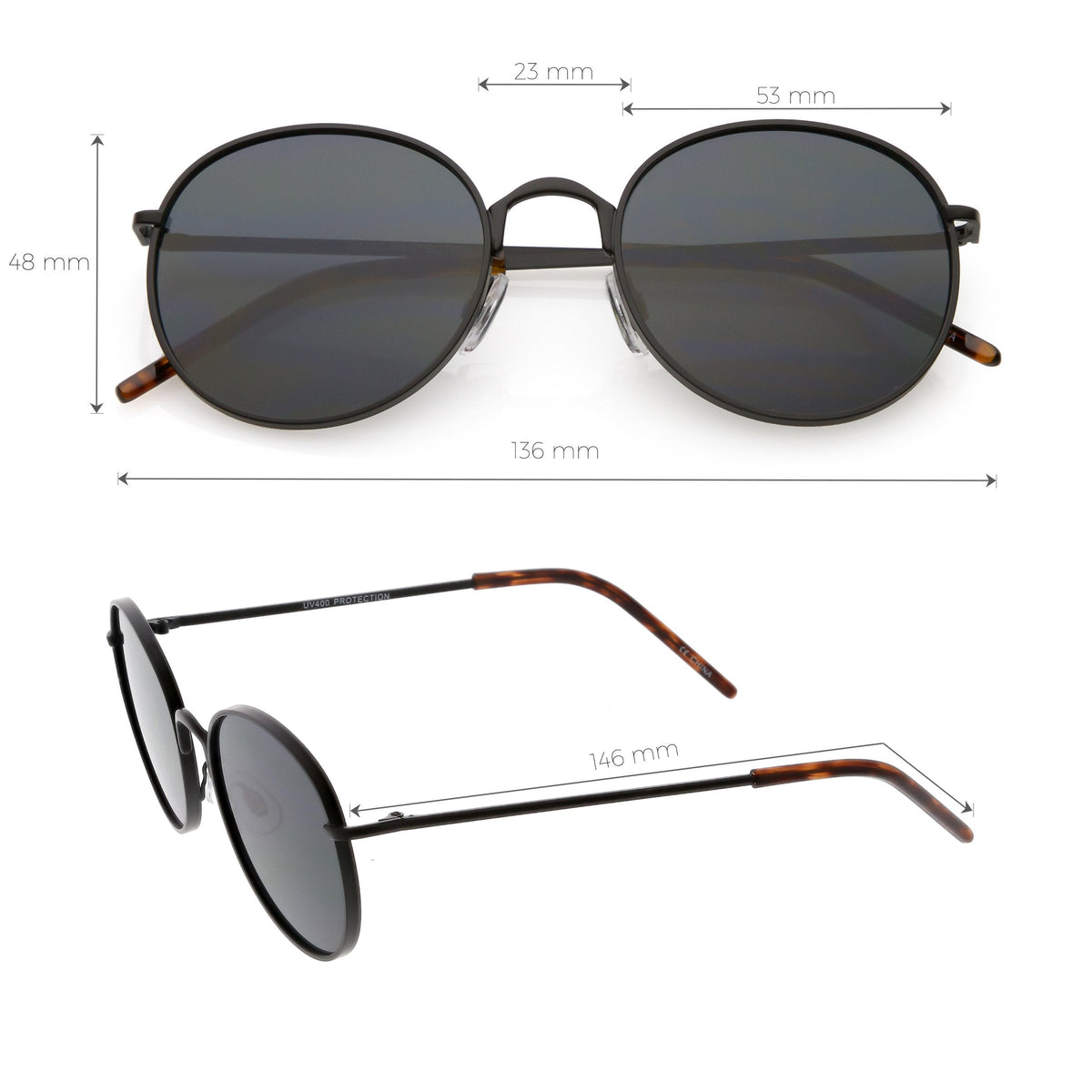 Indie Round Retro Modern Flat Lens Dapper Sunglasses C519