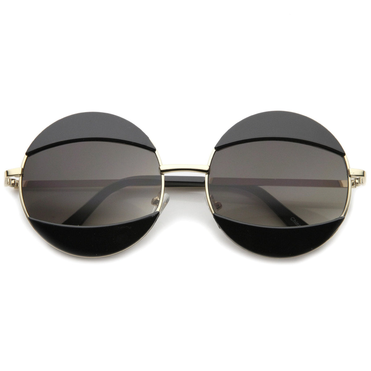 Women's Oversize Round Eyelid Metal Sunglasses A131