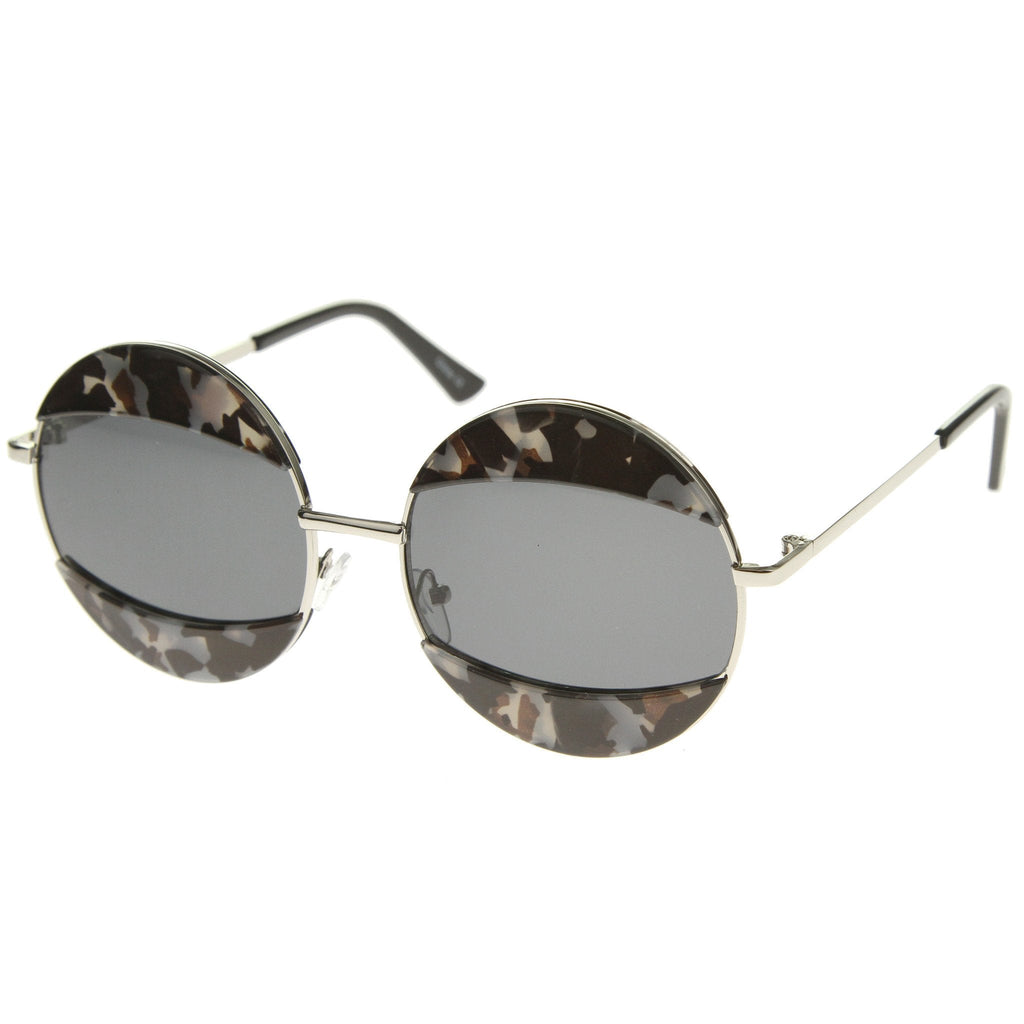 Women's Oversize Round Eyelid Metal Sunglasses A131