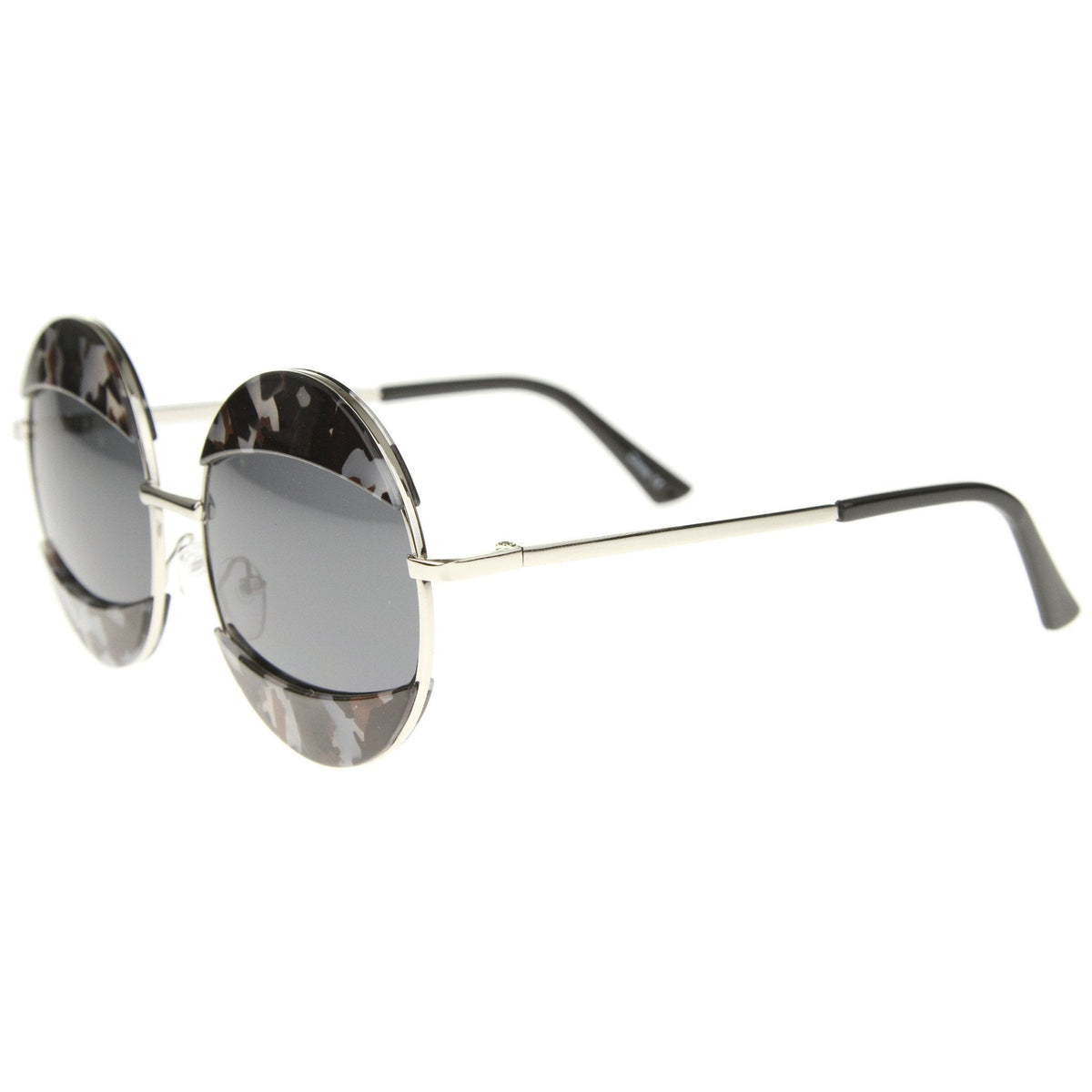 Women's Oversize Round Eyelid Metal Sunglasses A131