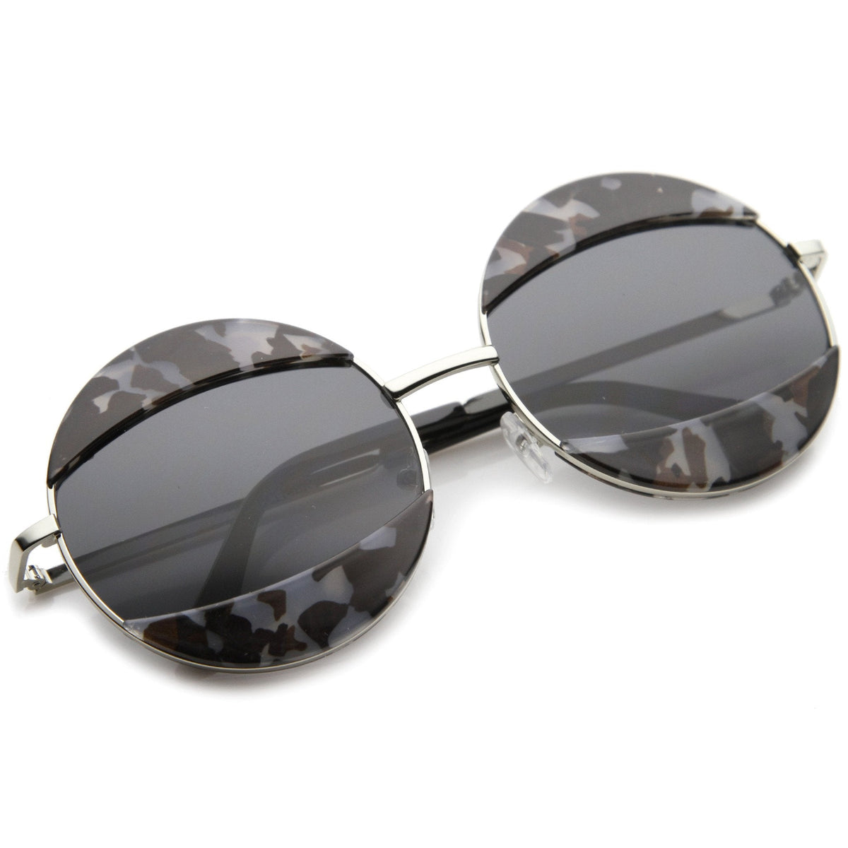 Women's Oversize Round Eyelid Metal Sunglasses A131