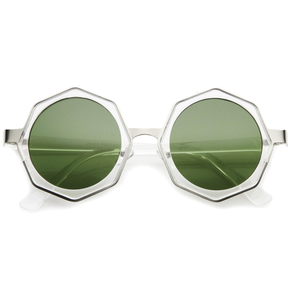 Women's Oversize Octagon Geometric Round Sunglasses A132