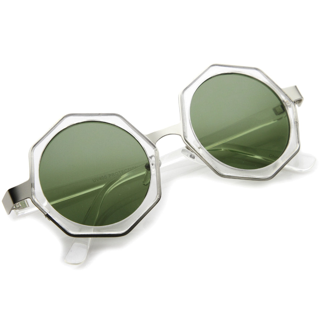 Women's Oversize Octagon Geometric Round Sunglasses A132